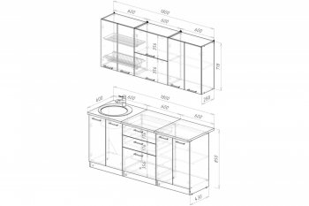 Кухонный гарнитур Терция макси 2 1800 мм (Герда) в Нягани - nyagan.mebel-e96.ru