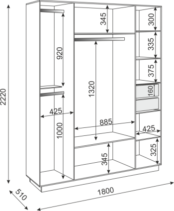 Шкаф распашной Тиффани М21 1800 мм (Риннер) в Нягани - nyagan.mebel-e96.ru