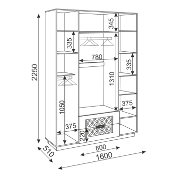 Шкаф распашной Тиффани М28 1600 мм (Риннер) в Нягани - nyagan.mebel-e96.ru