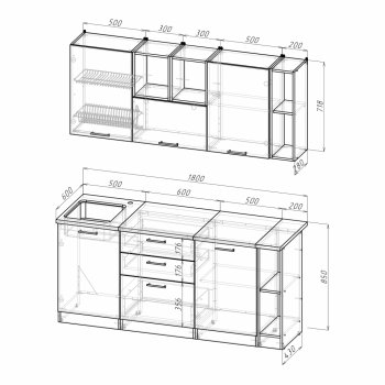 Кухонный гарнитур Томилла макси 4 1800 мм (Герда) в Нягани - nyagan.mebel-e96.ru