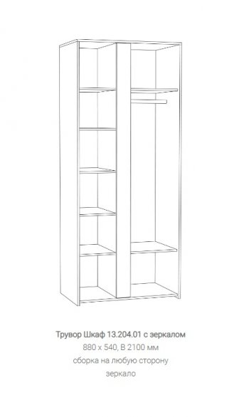 Шкаф Трувор 13.204.01 с зеркалом в Нягани - nyagan.mebel-e96.ru