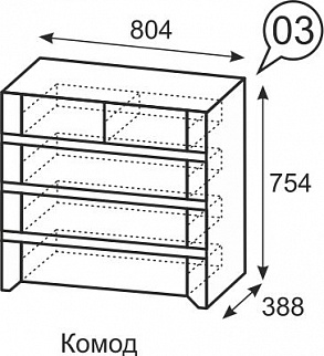 Комод №3 Твист (ИжМ) в Нягани - nyagan.mebel-e96.ru