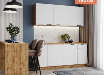 КУхонный гарнитур Валерия 1800 мм вотан/белый (Сурская) в Нягани - nyagan.mebel-e96.ru