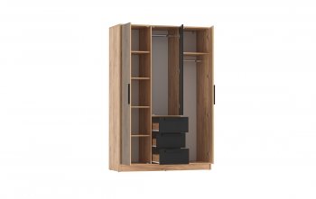 Шкаф 1300 мм 83.08 Вегас (3-х дв.) черный (Олмеко) в Нягани - nyagan.mebel-e96.ru