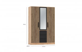 Шкаф 1300 мм 83.08 Вегас (3-х дв.) черный (Олмеко) в Нягани - nyagan.mebel-e96.ru