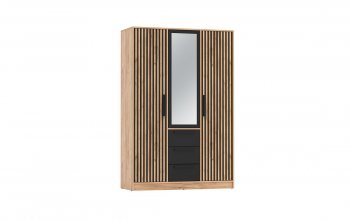 Шкаф 1300 мм 83.08 Вегас (3-х дв.) черный (Олмеко) в Нягани - nyagan.mebel-e96.ru