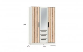 Шкаф 1300 мм 83.08 Вегас (3-х дв.) белый (Олмеко) в Нягани - nyagan.mebel-e96.ru