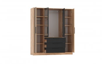 Шкаф 1700 мм 83.07 Вегас (4-х дв.) черный (Олмеко) в Нягани - nyagan.mebel-e96.ru