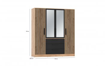 Шкаф 1700 мм 83.07 Вегас (4-х дв.) черный (Олмеко) в Нягани - nyagan.mebel-e96.ru