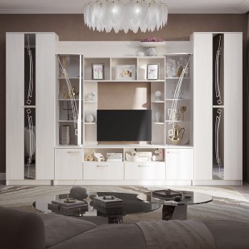 Стенка Венеция ясень белый (БТС) в Нягани - nyagan.mebel-e96.ru