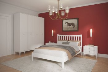 Кровать из массива Виола белый античный (БМ) в Нягани - nyagan.mebel-e96.ru